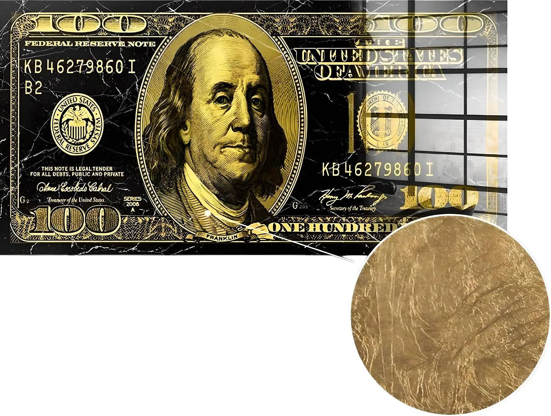 Tableau feuille d'or Golden Dollar