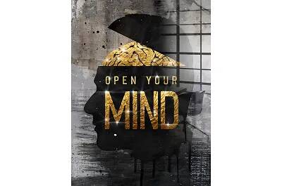Tableau feuille d'or Open Your Mind