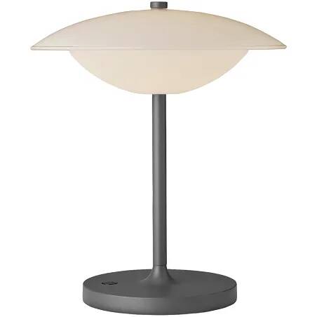 Lampe de table à LED en aluminium anthracite et verre blanc H28