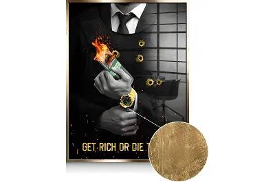 Tableau feuille d'or Get Rich doré