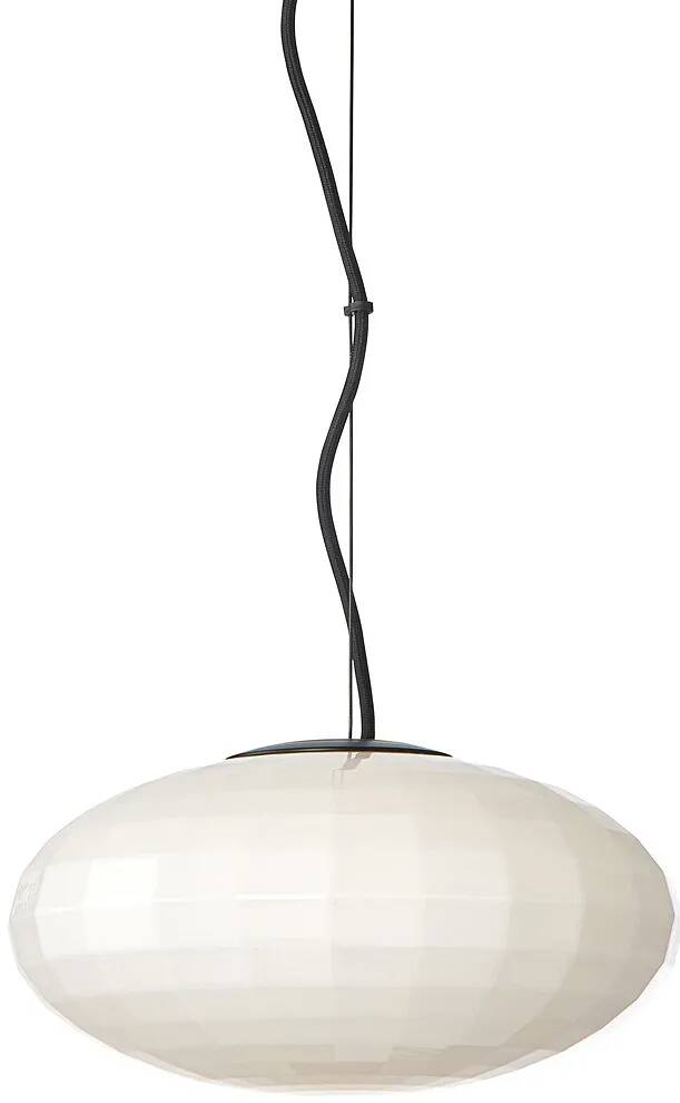 Lampe suspension en verre blanc et métal noir Ø28
