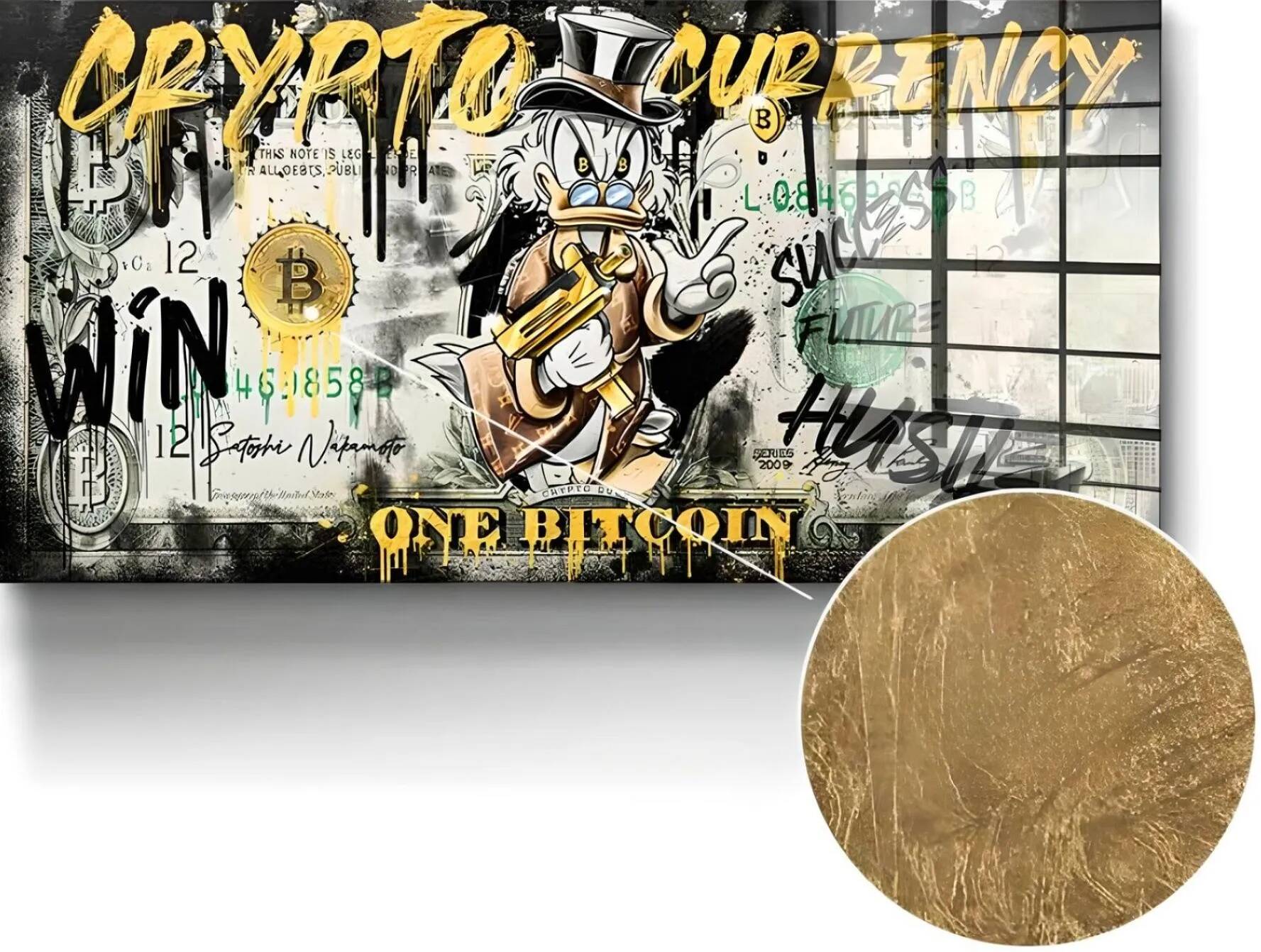 Tableau feuille d'or Crypto Duck