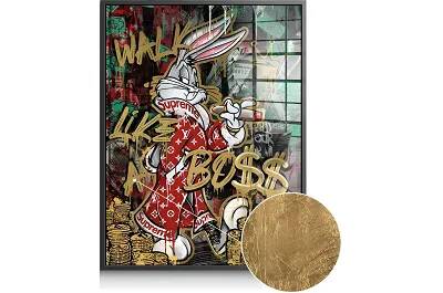 Tableau feuille d'or Bugs Bunny Supreme noir