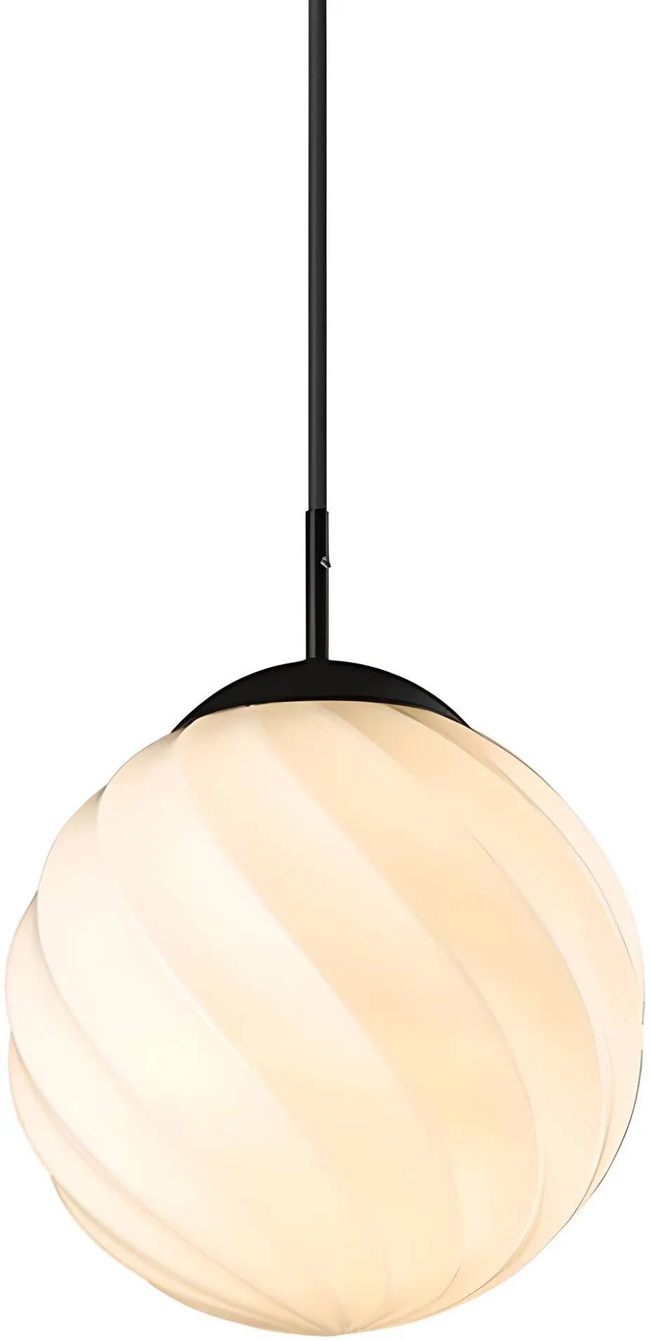 Lampe suspension en verre blanc et métal noir Ø25
