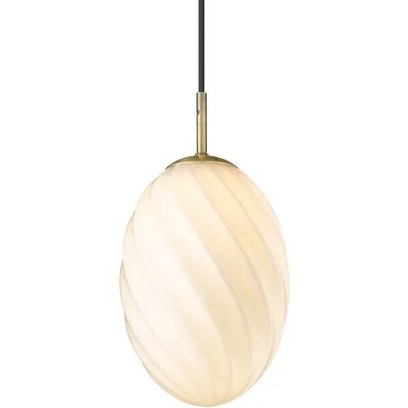 Lampe suspension en verre blanc et métal laiton antique Ø15