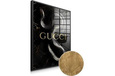 Tableau feuille d'or Gucci Snake noir