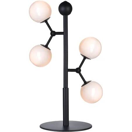 Lampe de table en métal noir et verre blanc H52