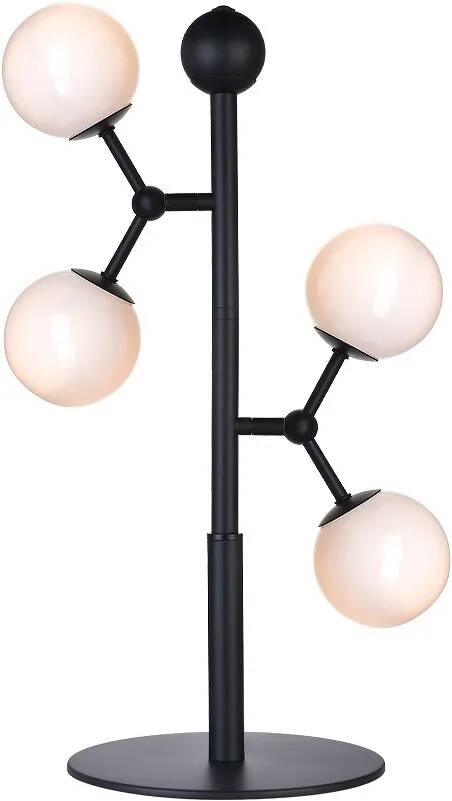 Lampe de table en métal noir et verre blanc et H52