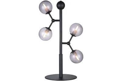 Lampe de table en métal noir et verre noir fumé H52