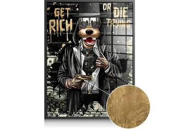 Tableau feuille d'or Lucky Gangster noir
