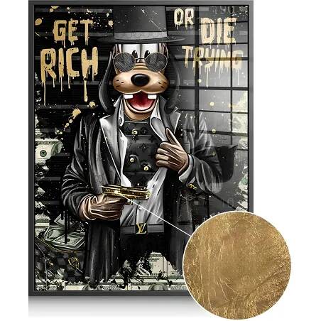 Tableau feuille d'or Lucky Gangster noir