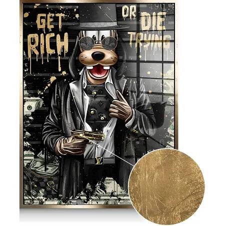 Tableau feuille d'or Lucky Gangster doré