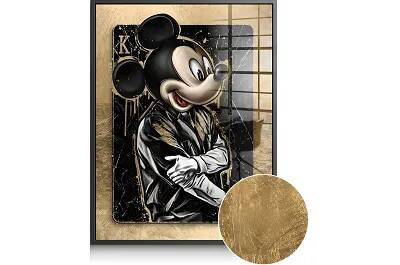 Tableau feuille d'or Gangster Mickey noir