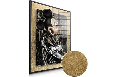 Tableau feuille d'or Gangster Mickey noir