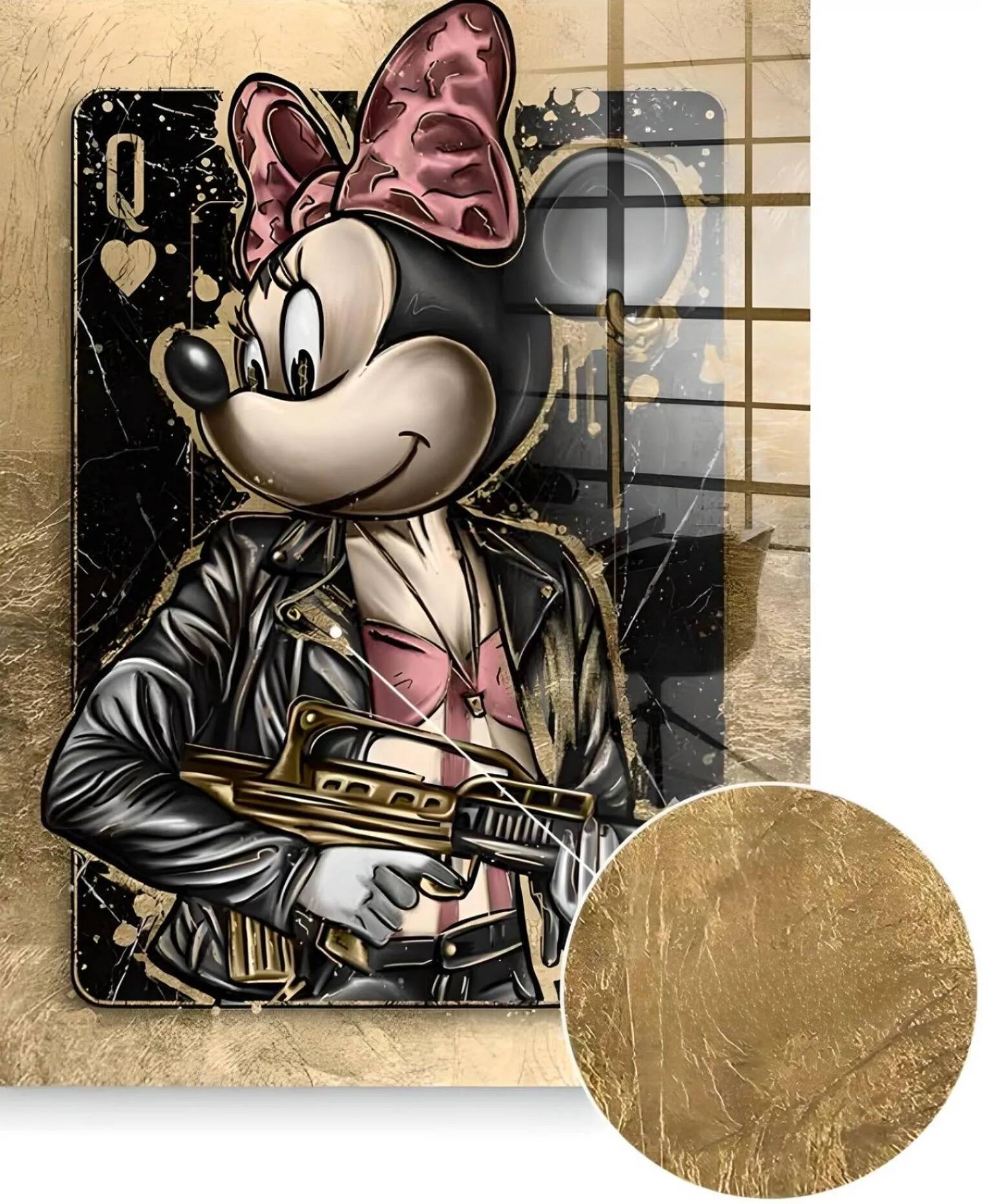 Tableau feuille d'or Gangster Minnie