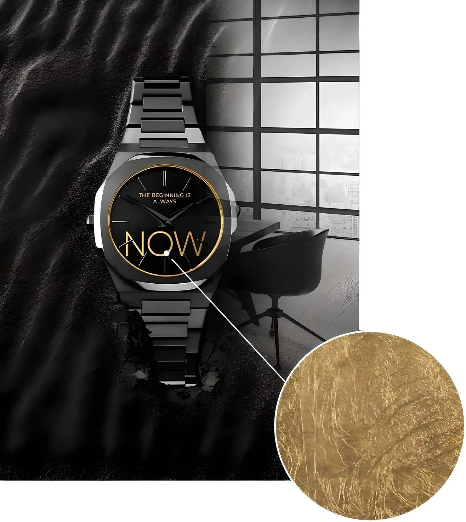 Tableau feuille d'or Pure Watch Black