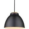 Lampe suspension en métal noir et bois mahogany Ø24