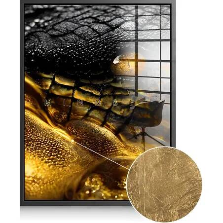 Tableau feuille d'or Gold Crocodile noir
