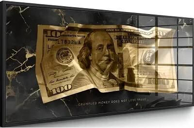 Tableau feuille d'or Benjamin Franklin noir