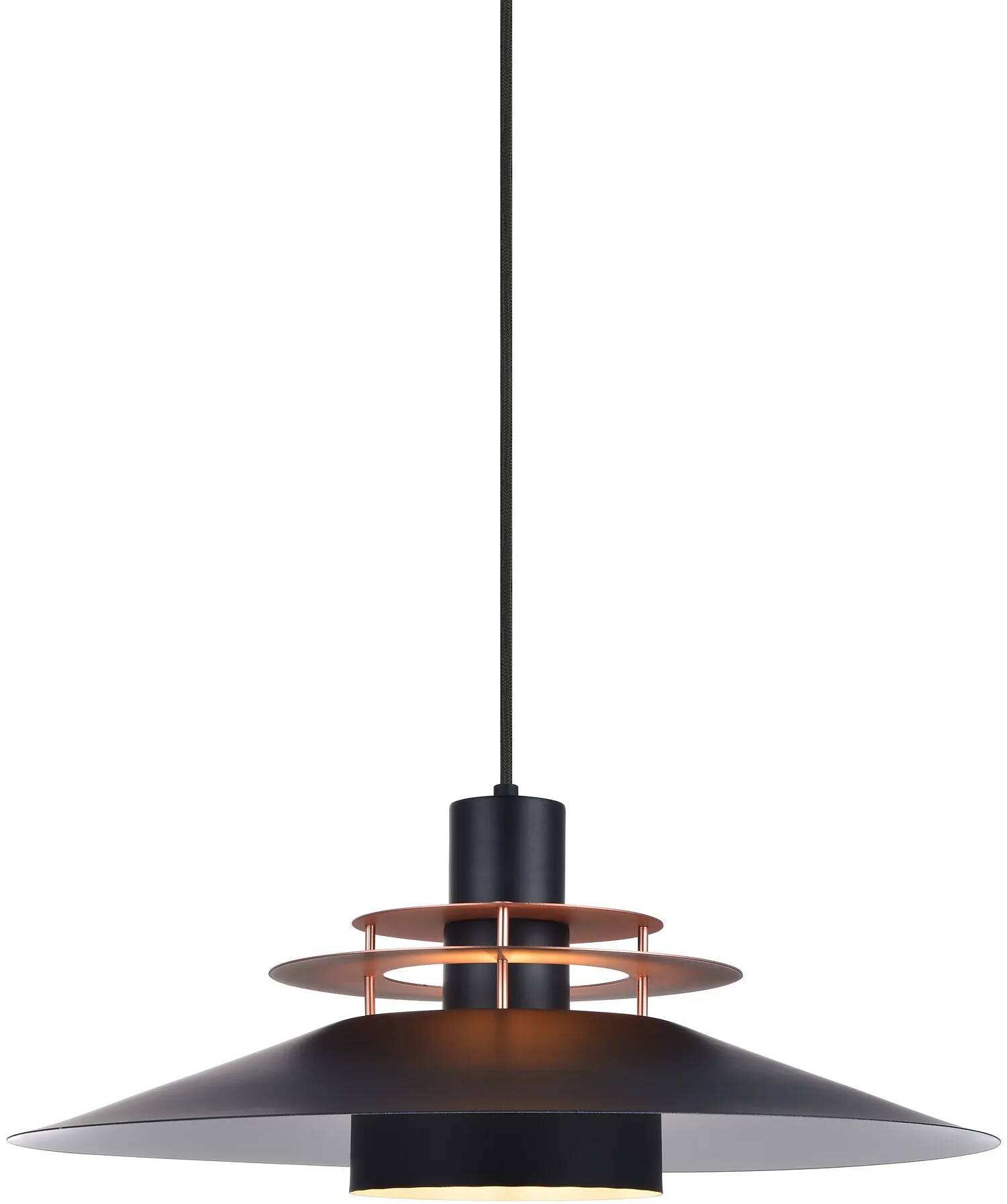 Lampe suspension en métal noir et cuivre Ø50