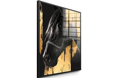 Tableau feuille d'or Luxury Horse noir