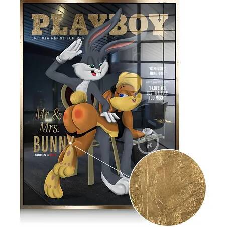 Tableau feuille d'or Playboy Bunny doré