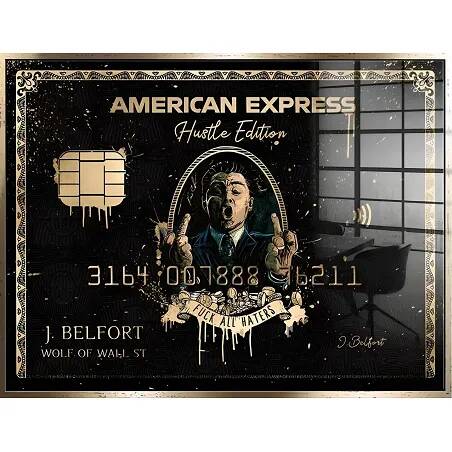 Tableau feuille d'or Royal Black American Express doré