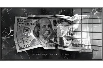 Tableau feuille d'argent Benjamin Franklin noir