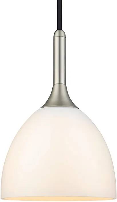 Lampe suspension en verre blanc et aluminium argenté Ø24