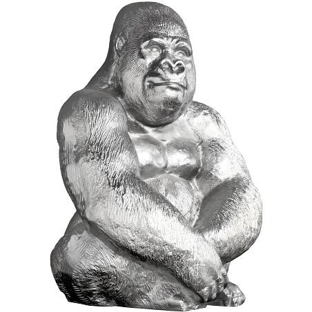 Sculpture design gorille argenté