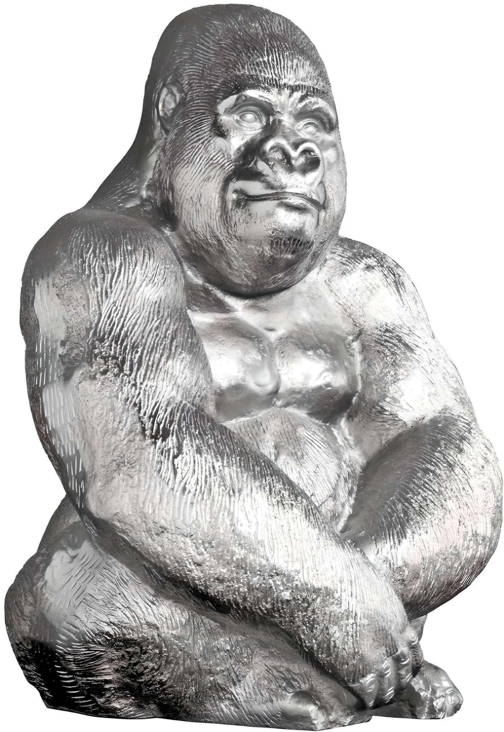 Sculpture design gorille argenté