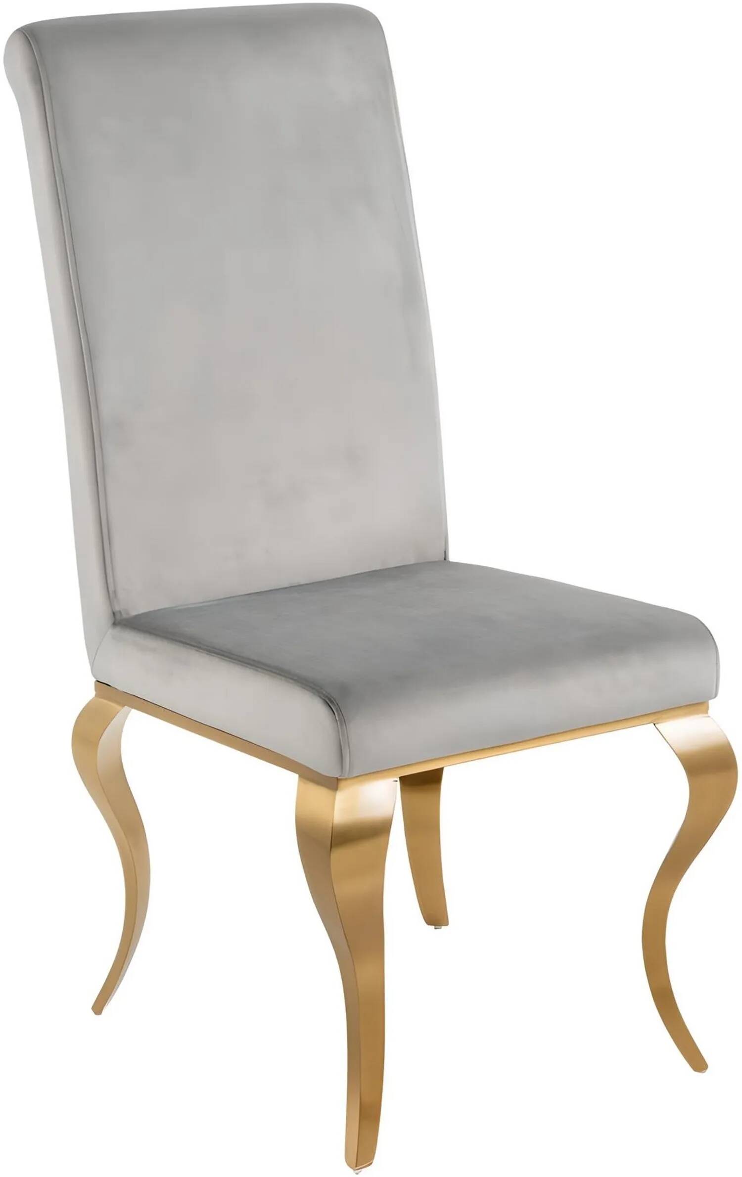 Set de 2 chaises baroque en velours gris et acier doré