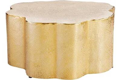 Table basse design tronc d'arbre en aluminium doré L73