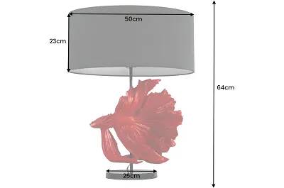 Lampe de table aspect marbre noir et résine rouge