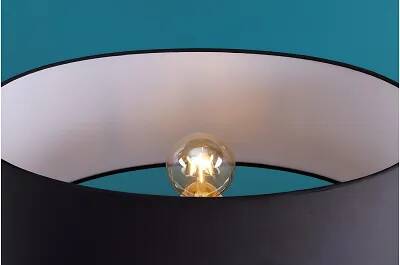 Lampe de table design en aspect marbre noir et résine doré