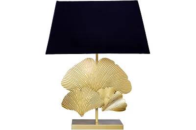 Lampe de table design ginkgo en métal doré et tissu noir