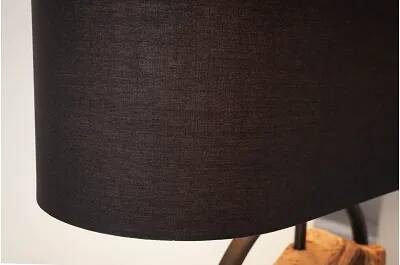 Lampe de table en bois massif de fer et coton noir H58