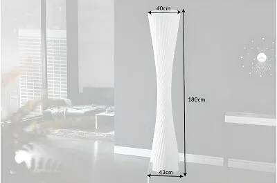 Lampadaire en latex plissé blanc et métal chromé L180