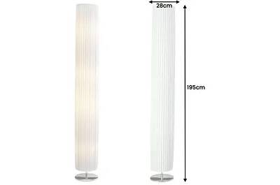 Lampadaire design en latex plissé blanc et métal chromé L195
