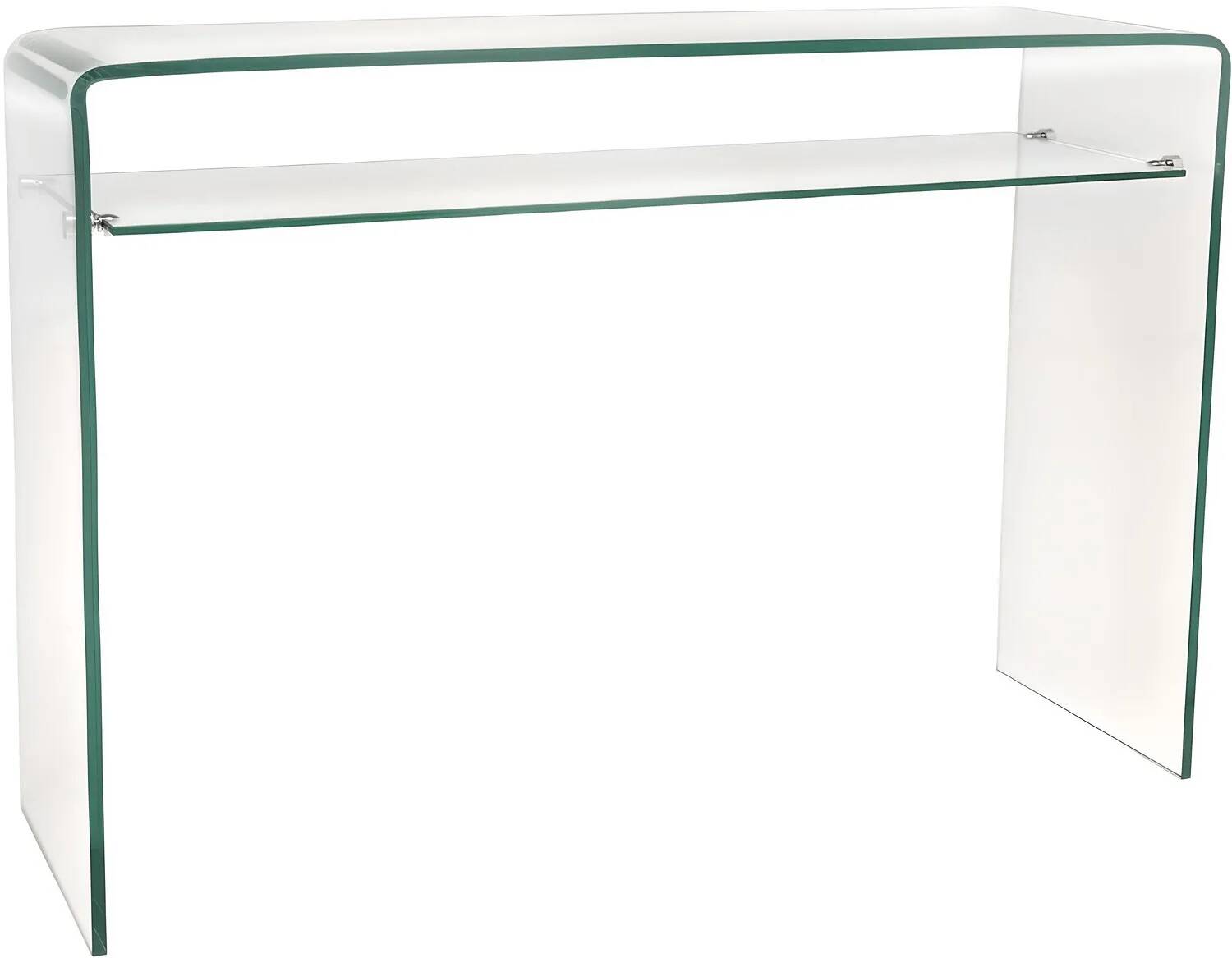 Console design en verre transparent 1 étagère