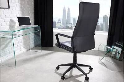 Chaise de bureau en simili cuir matelassé noir avec accoudoirs
