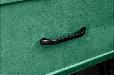 Table de chevet design en velours vert et métal noir 1 tiroir