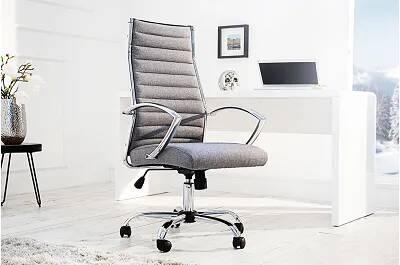 Chaise de bureau en tissu structuré gris avec accoudoirs