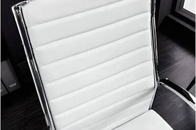 Chaise de bureau en simili cuir blanc avec accoudoirs