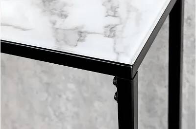 Console en verre aspect marbre blanc et métal noir L110