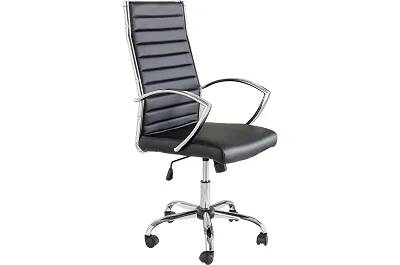 Chaise de bureau en simili cuir matelassé noir avec accoudoirs