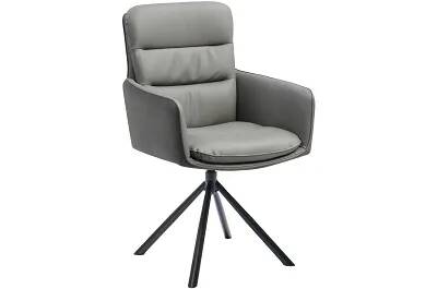 17255 - 185548 - Chaise pivotante en cuir matelassé gris