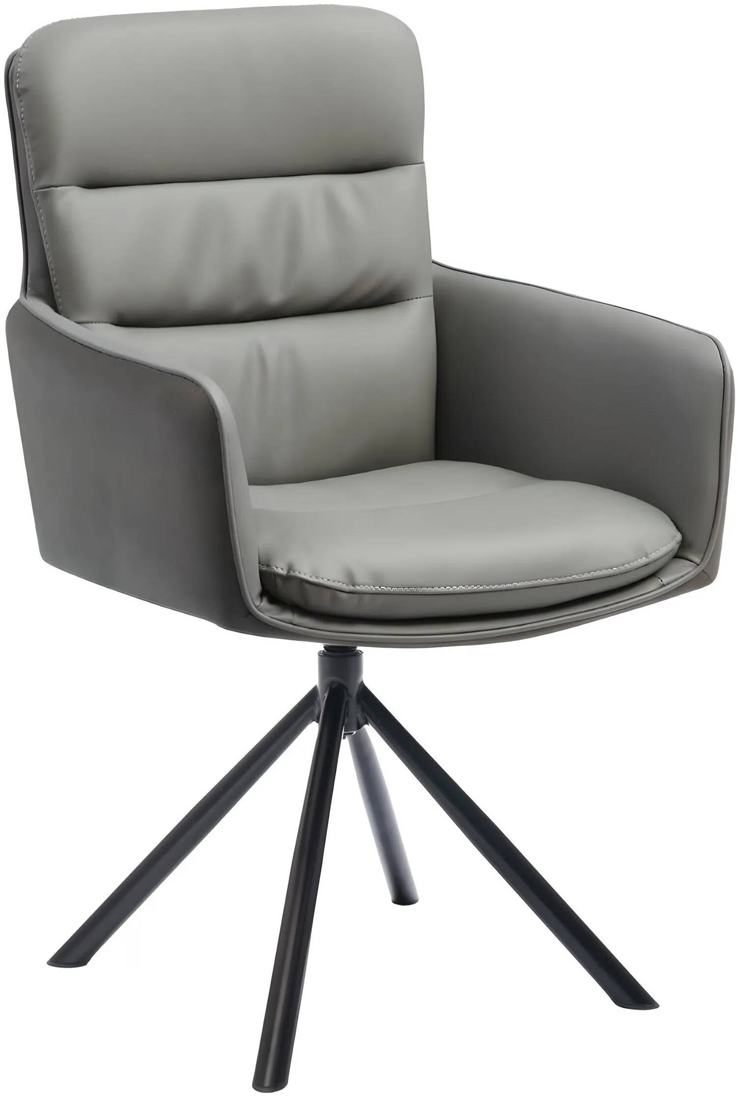 Chaise pivotante en velours matelassé gris et métal noir