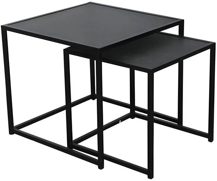 Set de 2 tables basses gigognes en métal noir
