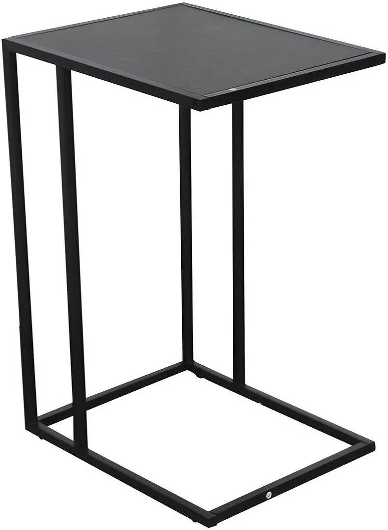 Table d'appoint en métal et bois aspect marbre noir